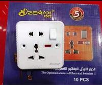 Enchufe de Pared de 5 Orificios con Indicador Luminoso, Color Sólido, Fácil Instalación, Interruptor Cerrado, Voltaje Máximo 250V, Corriente Máxima 13A