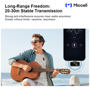 Micrófono Inalámbrico Ultraligero <span class=keywords><strong>de</strong></span> 8g para Teléfono Inteligente con Batería <span class=keywords><strong>de</strong></span> 24H, Sonido <span class=keywords><strong>de</strong></span> 48kHz y 24bit, Diseño Plug-and-Play para Vloggers y Streamers - Product Image 5