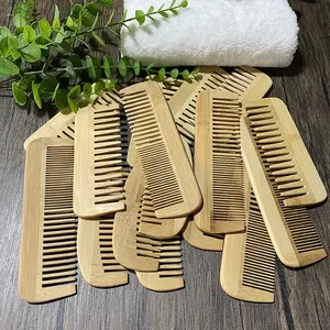 Eco-Friendly Biodegradable Natural Bamboo Wide Tooth Hair Comb Custom Logo Bamboo Wooden Comb