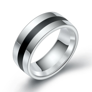 Anillos de Resina Epoxi de Acero Inoxidable de 8 mm, Diseño Geométrico, Joyería de Moda Unisex, Regalo, Opciones de Color Rojo, Amarillo y Negro - Product Image 4