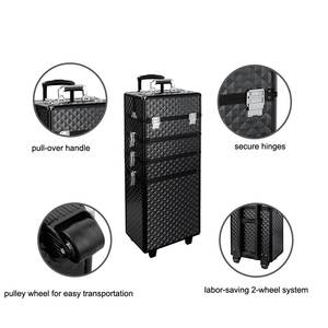 Maletín de Maquillaje 4 en 1, Maletín de Maquillaje Profesional con Ruedas, Maletín de Aluminio para Artistas, Joyería y Cosméticos - Product Image 2