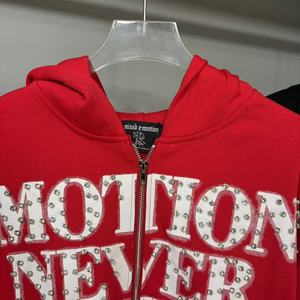 Top Quality 100% Cotton MIXED EMOTIONS Heavyweight Industry Hot Diamond Zipper <b>Cardigan</b> Sweater Printed Sweater Hoodies for <b>Men</b> - Product Image 3
