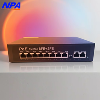 Commutateur Ethernet PoE ANPA AP-1028PE 10 ports 10/100 Mbps, 2 ports Uplink, protection contre la foudre 6KV, extension 250m, SNMP, capacité 2.0 Gbps, QoS