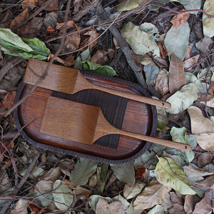 Juego de utensilios de cocina de madera, espátula de teca hecha a mano de 2 piezas para revolver y freír - Product Image 3