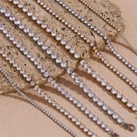 Haute qualité 18K plaqué or acier inoxydable zircon cubique bijoux femmes collier Bracelet ensemble 2/3/4/5mm Zircon CZ chaîne de Tennis