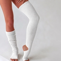 Chaussettes de yoga et de Pilates pour femmes, à logo personnalisé, hautes jusqu'à la cuisse, à bout ouvert, à talon ouvert, antidérapantes, absorbant la transpiration, écologiques, respirantes, OEM