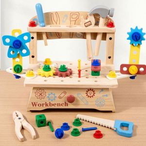 Montessori STEM Educational Construction <b>Toys</b> Wooden <b>Tools</b> Bench Kids Pretend Play <b>Tool</b> <b>Set</b> for Boys - Product Image 2