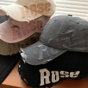 Gorra de béisbol negra estilo americano con letras, de ala grande para mujer, que estiliza el rostro, con visera profunda tipo pico de pato, tendencia. - Product Image 4