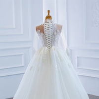 LUXURY Robe de mariée boule de sirène ivoire Crystal Pear Bead Lace Wedding Dress Detachable Train for Women Ball Gown