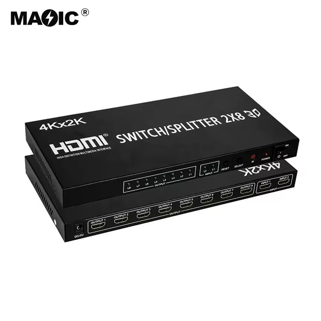2k*4k HDMI 2x8 Splitter HDMI Splitter 2 in 8 Out Support 3D Projector Display Divider With Remote Control