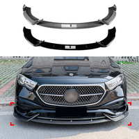 Spoiler Bibir Bumper Depan ABS Piano Black Carbon Fiber untuk Mercedes Benz E Class W214 2024+ E260 E300 AMG Line Body Kit Eksterior