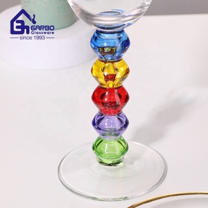 Copa de vino vintage con tallo colorido para catering o copas de champán de boda copas hechas a mano de gama alta - Product Image 3