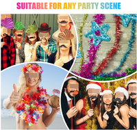 Ensemble d'accessoires amusants pour fête hawaïenne Luau d'été à la plage : lunettes, chapeau, perruque, guirlande à franges, colliers de fleurs, couronne florale, accessoires de photomaton