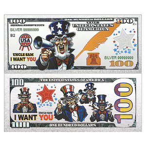 Billet de banque double face en feuille d'argent Uncle Sam 100 USD, pièce de collection patriotique américaine, cadeau pour les collectionneurs de souvenirs de la guerre, les collectionneurs d'art et les occasions spéciales - Product Image 3