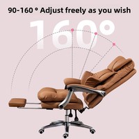 Chaise de bureau pivotante ergonomique inclinable en cuir véritable, design luxueux, base en acier, utilisation en salle de sport