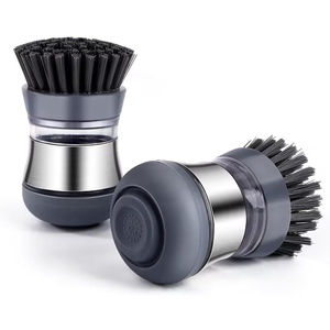 House Cleaning Palm <b>Brush</b> Stainless Steel Kitchen Soap Dispensing Dish Scrubber Cleaning <b>Brush</b> - Product Image 1