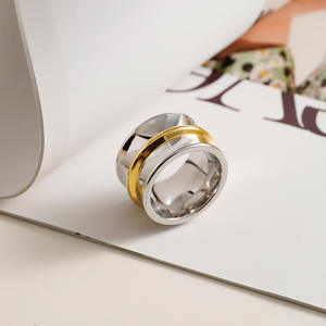 Bague de bijouterie fantaisie pour femmes, bague en acier inoxydable, bijoux plaqués or, bague de fiançailles, style simple - Product Image 2