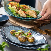 Bol décoratif créatif en forme de feuille unique Assiette de service en céramique pour salade de fruits Ensembles de vaisselle