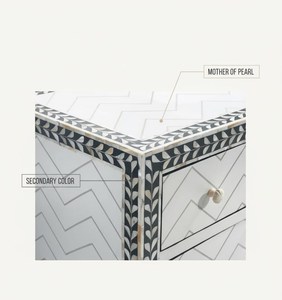 Antique Style Bone Inlay Drawer <b>Chest</b> for Home Decor and Decorative Interior Design Available at Affordable Price - Product Image 2