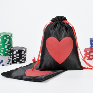 Sac cadeau promotionnel personnalisé avec logo, thème casino, pour fête, anniversaire à Las Vegas, jeu de poker, jetons de poker, <span class=keywords><strong>pochette</strong></span> en satin et velours avec cordon de serrage - Product Image 5
