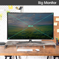 Double support de moniteur en bois rustique, 2 pièces, avec inclinaison réglable, support organisateur pour écran d'ordinateur de bureau