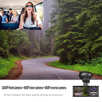 Caméra Embarquée Wi-Fi Full HD 1080P 3 Canaux pour Voiture, Enregistreur Vidéo Intérieur Infrarouge Grand Angle Avant et Arrière, Boîte Noire de Véhicule pour Conducteur