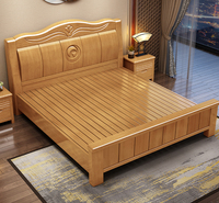 Ensemble de meubles de chambre à coucher de style chinois moderne, lit king-size en bois massif, meubles en bois bon marché, lit queen-size avec rangement