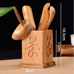 Pinzas para té de bambú, juego de té de seis piezas para té Kung Fu, accesorios hechos de cobre puro y madera maciza, tazas de té y pinzas. - Product Image 2