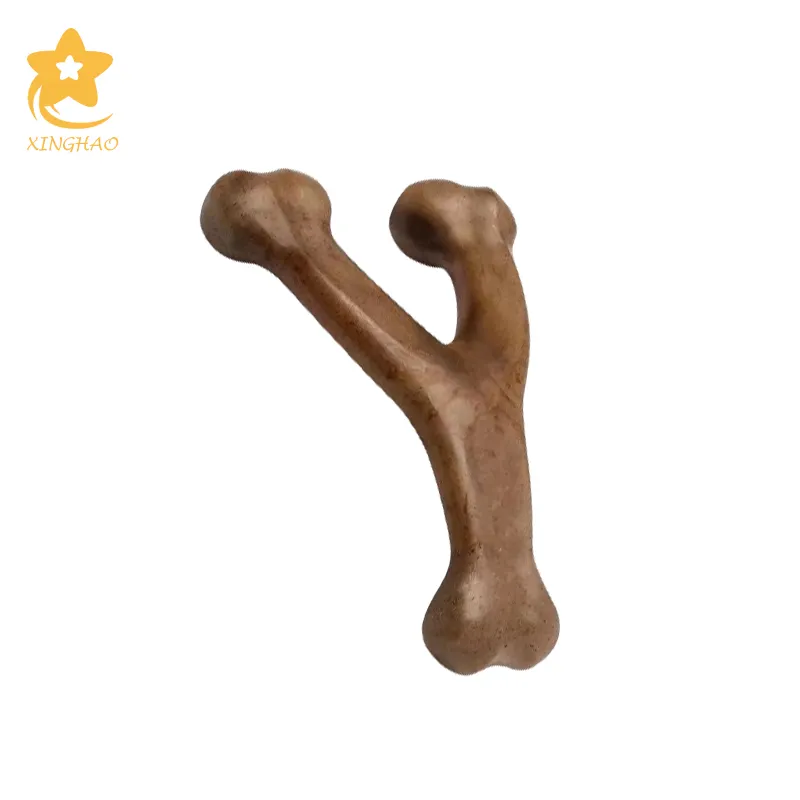 Wishbone Durable Food Grade Dog Chew Nylon Bone Toy para masticadores agresivos Real Bacon Pollo Carne Cacahuete Sabor a madera