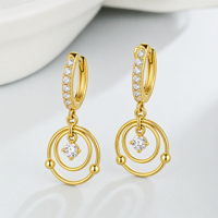 Boucles d'oreilles créoles en argent sterling 925 plaqué or avec zircon certifié, style vintage, pour femme, idéales pour empiler, cadeau, vente en gros