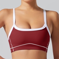 Bra Olahraga Luar Ruangan Model Baru dengan Pinggiran Putih untuk Wanita, Tahan Guncangan, Fitness Berdampak Tinggi, Tank Top Yoga Pembentuk Punggung