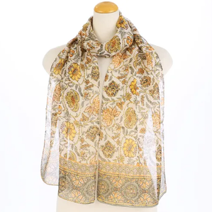 Spring Paisley Floral Print Scarf Lightweight Chiffon Neck <b>Wrap</b> Vintage Style <b>Shawl</b> for Women Multi-Colors - Product Image 3