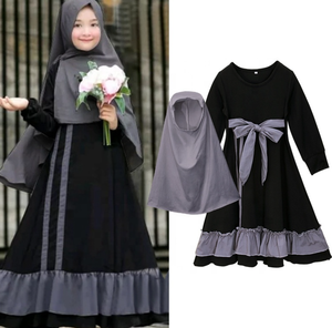 Abaya de Ramadán para Niñas musulmanas nuevas y calientes al por mayor con hiyab túnica de cuerpo entero Burka Maxi para niñas pequeñas Abaya - Product Image 1