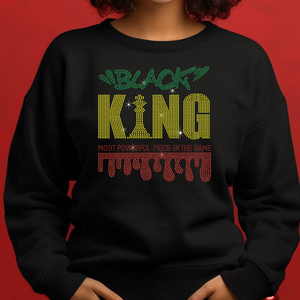 Vente en gros Mois de l'histoire des Noirs Roi Noir Rythme le plus puissant du jeu Hotfix Transferts de strass pour T-shirts et sweats à capuche - Product Image 3