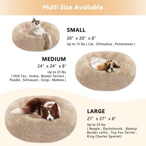 Cama de lujo de felpa suave para perro Donut calmante Dropshipping lavable Extra grande perro sofá gato redondo camas para mascotas - Product Image 5