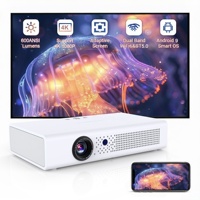Mini projecteur DLP portable 4K intelligent Android, compatible 1080P 600 ANSI, avec Wi-Fi et Bluetooth, courte focale