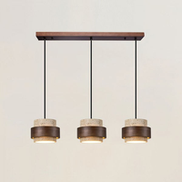 Lustre rectangulaire nordique en travertin pour longue table à manger, îlot de cuisine, lampe suspendue moderne en pierre jaune LED