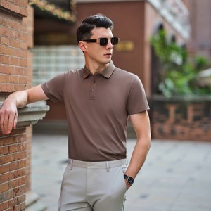Chemise polo à col en soie Shidou, couleur unie, tailles S, M, L, XL, XXL, XXXL, 4XL, 5XL, 6XL, vêtements de travail pour personnes d'âge moyen - Product Image 2