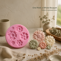 Moule en silicone Fleur de marguerite et rose, résistant à la chaleur, compatible four, pour décoration de gâteaux et fondants DIY