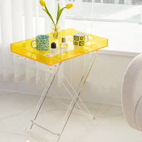 Table pliante personnalisée, plateau tv transparent, table basse en acrylique, offre spéciale