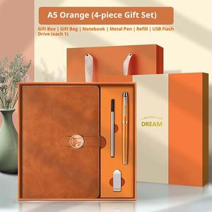 Wholesale Luxury Office Custom Logo A5 Paper Embossed Notebook Planner Journal with USB Pen Gift Box Corporate Event Gift Set - Product Image 3