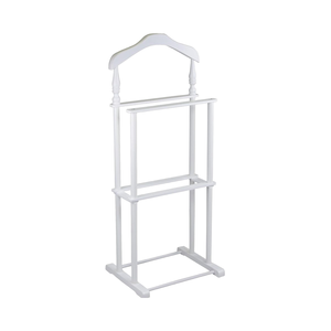 <span class=keywords><strong>Valet</strong></span> double blanc moderne avec cintre en <span class=keywords><strong>bois</strong></span> pantalon pliant barre de cravate double niveaux support de rangement pour salle de bain boîte emballée - Product Image 1