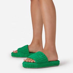 Trendy Flat Towel Slides Flat Sandal Shoes Women Thick Sole <strong>Slippers</strong> - Product Image 6