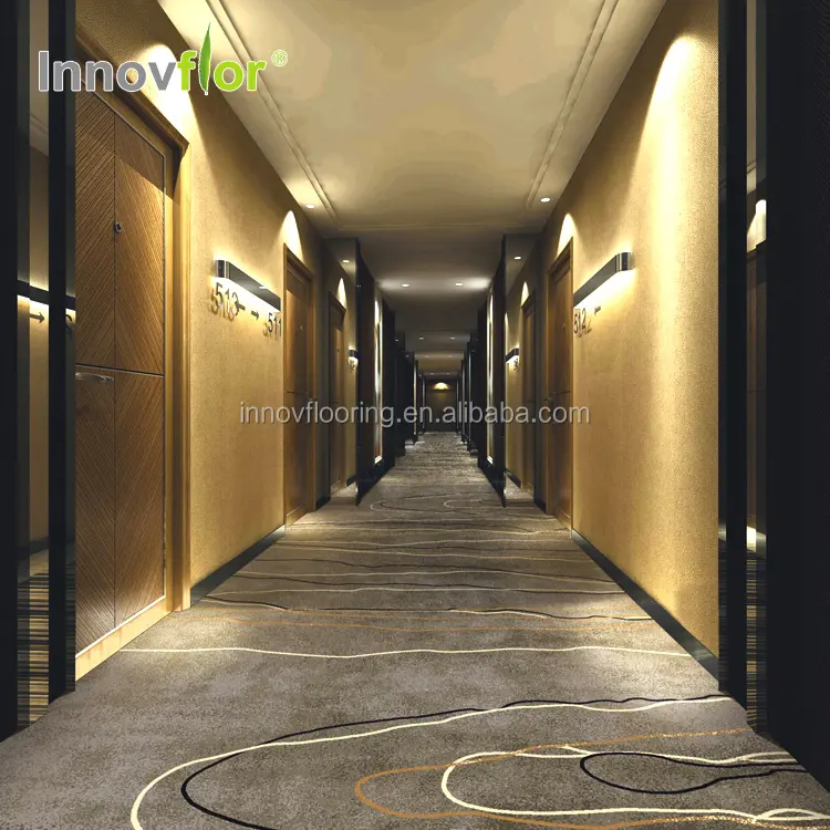 Luxury Floral Decorative Hotel Corridor Axminster Alfombra Rollo Antislip Chinese Jacquard Carpet For Hotel Corridor Black Gold