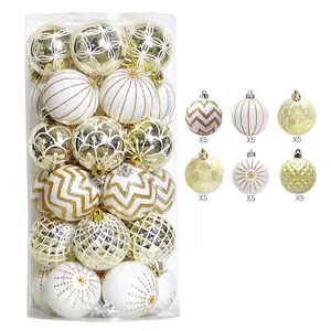 Buon natale Festival forniture decorazione Set artigianato ornamenti oro bianco plastica palle di natale per albero di natale