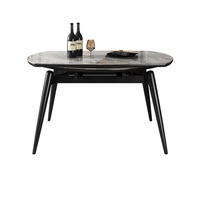 Table à manger moderne en marbre et ardoise de style italien, avec fonction extensible, pour usage hôtelier et chaises de salle à manger
