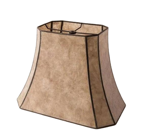 Abat-jour vintage en lin taupe, forme cloche octogonale, avec surpiqûres foncées, style rustique, pour lampe sur pied - Product Image 1