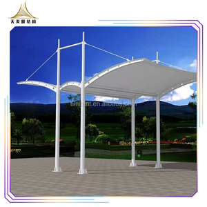 Abri de voiture moderne en métal courbé avec structure en membrane PVDF PTFE coupe-vent, bricolage, automatisé, pour <span class=keywords><strong>2</strong></span> <span class=keywords><strong>voitures</strong></span>, <span class=keywords><strong>prix</strong></span> de l'auvent métallique - Product Image 5
