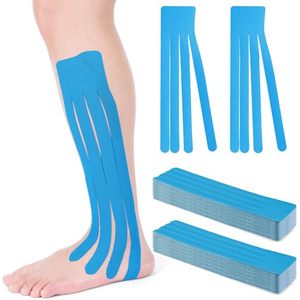 Cinta de Kinesiología <span class=keywords><strong>Pre</strong></span>-cortada de Algodón Azul Sólido en Forma de Abanico, Impermeable, para Uso Médico, <span class=keywords><strong>Entrenamiento</strong></span> Diario, Alivio de Pantorrillas y Parte Inferior de la Pierna - Product Image 1