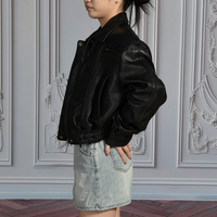 Blouson Bomber de Luxe en Daim et Véritable Peau de Mouton, Coupe Courte, Logo Personnalisé, Vente en Gros Usine, Vêtements d'Automne Respirants pour Femme